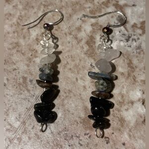 Chic Black and Silver Dangle Earrings